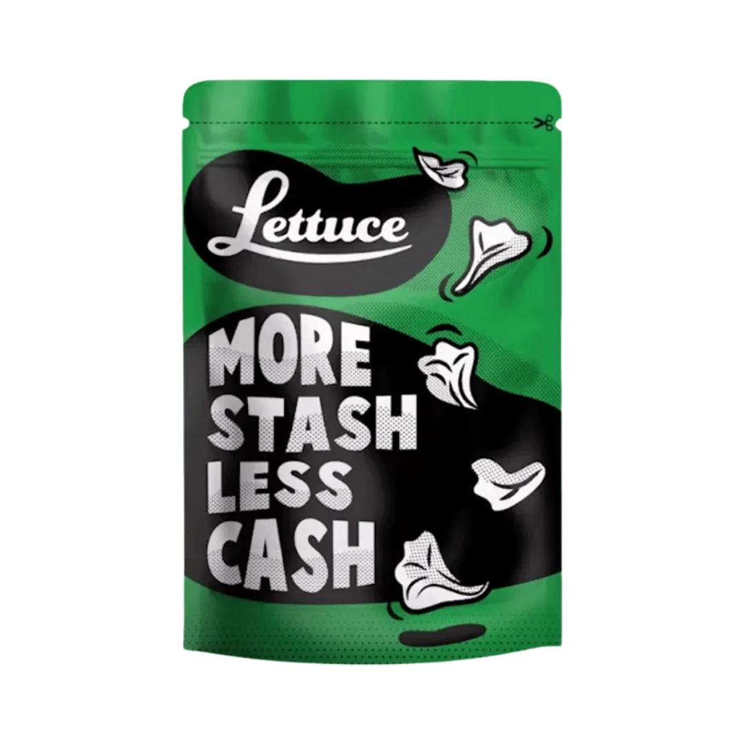 Lettuce More Stash Less Cash — bulk cannabis flower in half-ounce and ounce bags